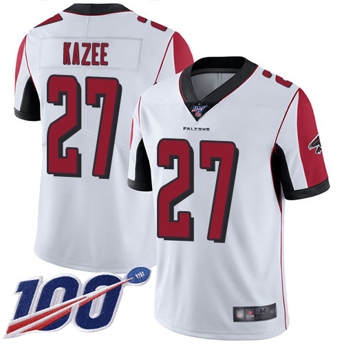 Atlanta Falcons Limited White Men Damontae Kazee Road Jersey NFL Football 27 100th Season Vapor Untouchable
